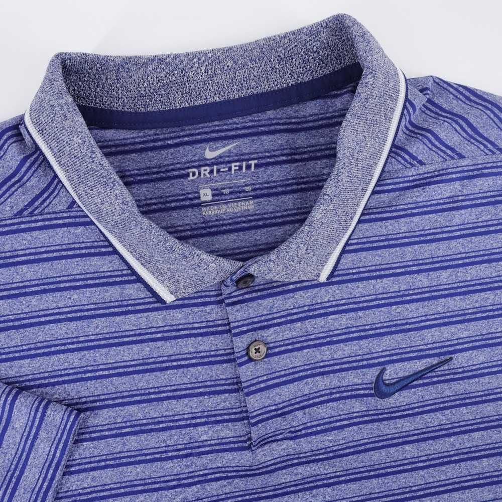 Nike Dri-FIT Vapor Control Striped Golf Polo Shirt Blue Short Sleeve Mens XL